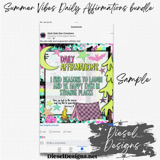 Summer Vibes Daily Affirmations | Engagement graphics | 30 Files