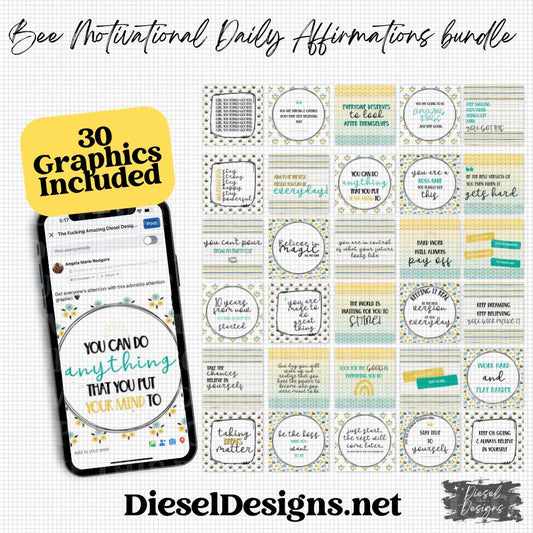 Bee Daily Affirmations | Engagement graphics | 30 Files