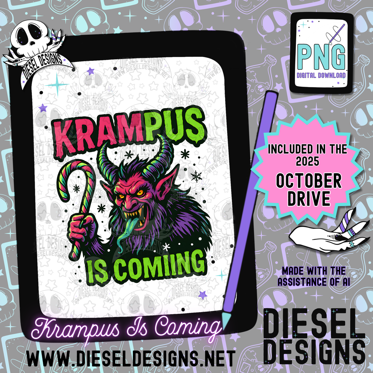 Krampus Is Coming PNG  | 300 DPI | Transparent PNG | Digital File Only