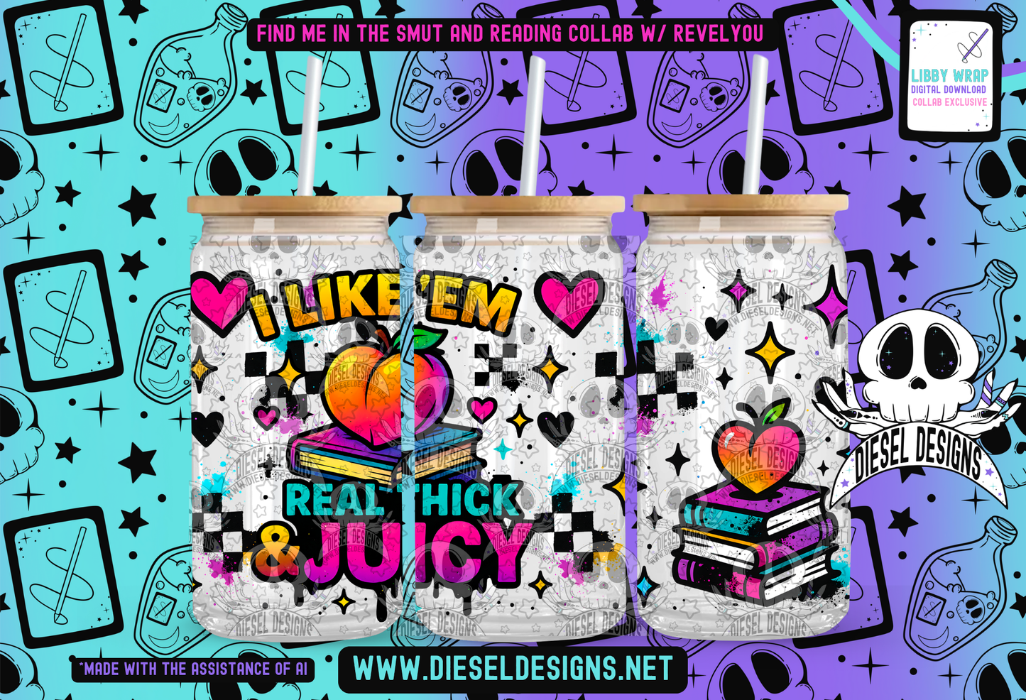 Smut And Reading Collab With RevelYou Design Co | 300 DPI | PNG | Tumbler Wraps | Libby Wraps | Collab | Digital File Only