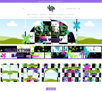 Funky Checkered Website Kits | Website Kits | Editable graphics included