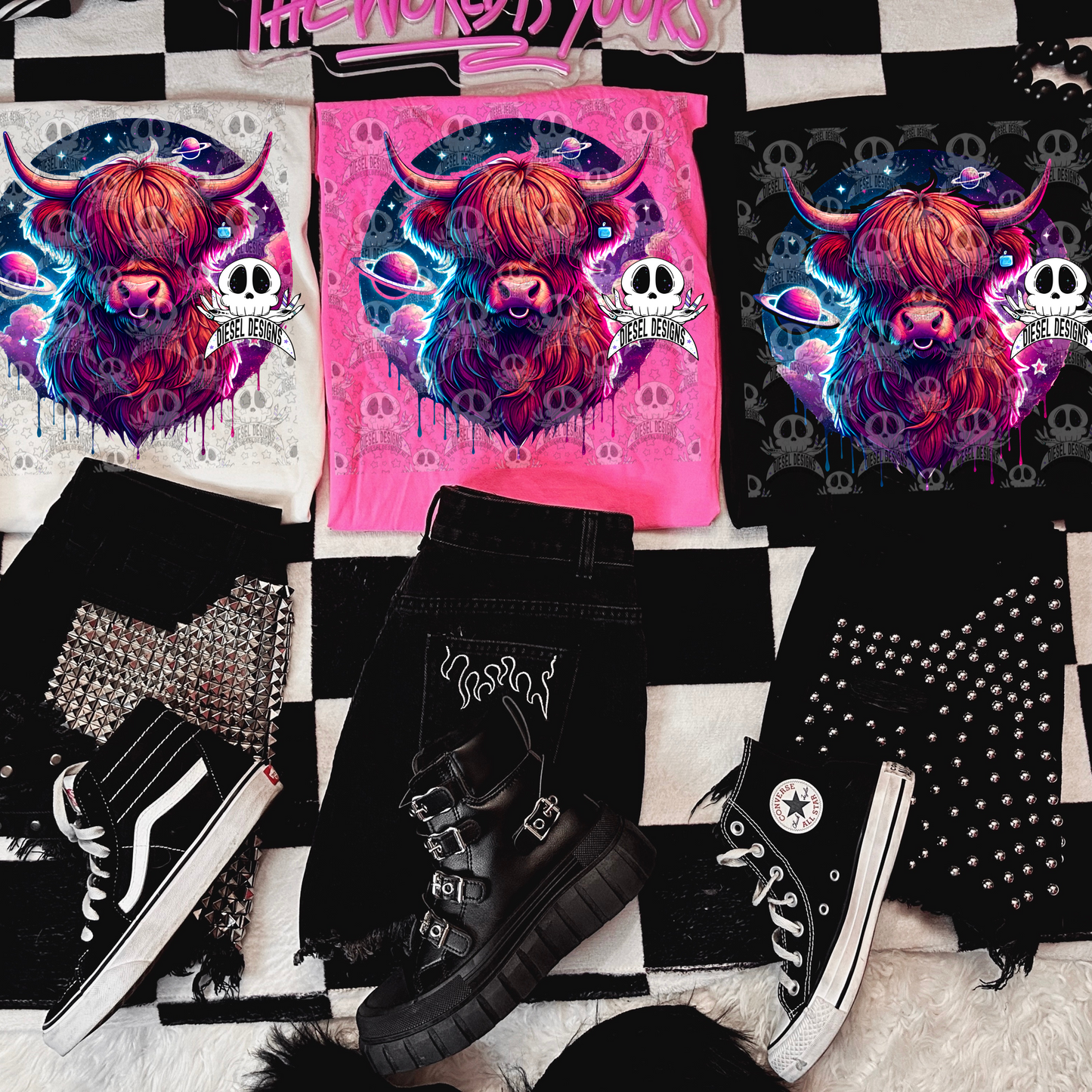 Galaxy Highland Cow PNG  | 300 DPI | Transparent PNG | Digital File Only