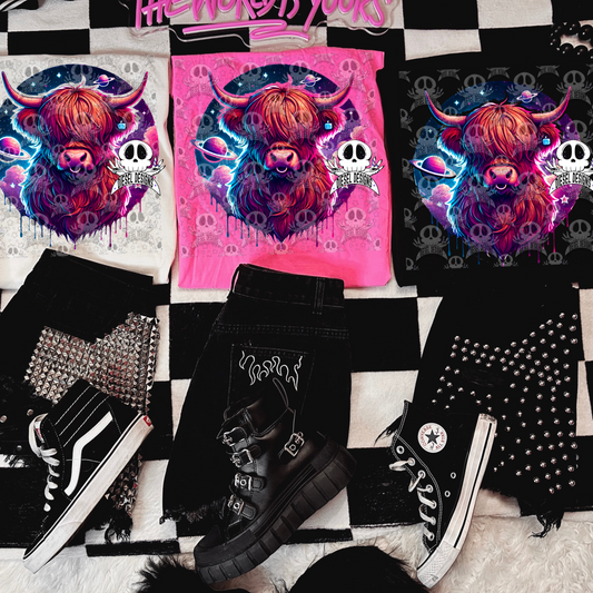 Galaxy Highland Cow PNG  | 300 DPI | Transparent PNG | Digital File Only