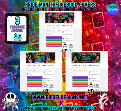 Pride Month Facebook Group Covers | Facebook Covers | Editable graphics included | Template | Canva | Set of 3