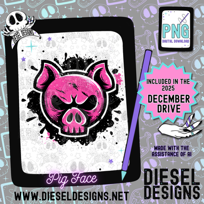 Pig Face  PNG  | 300 DPI | Transparent PNG | Digital File Only