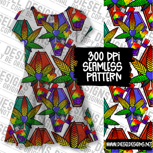 420 Pride Rainbow Coffin | 300 DPI | 12" x 12" | Seamless File