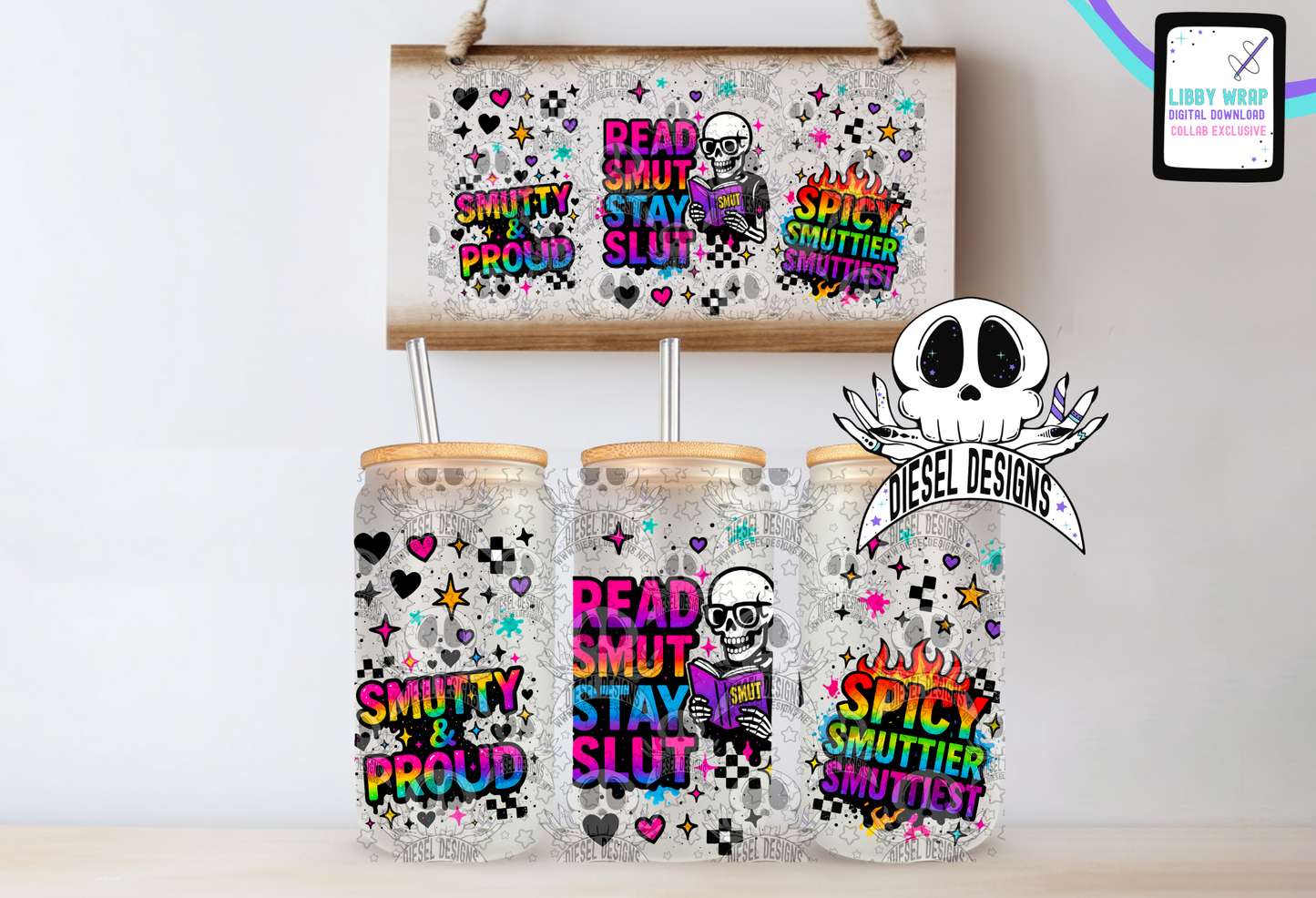 Smut And Reading Collab With RevelYou Design Co | 300 DPI | PNG | Tumbler Wraps | Libby Wraps | Collab | Digital File Only