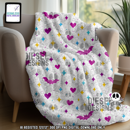 Transparent Starry Bats Seamless | Seamless File | 300 DPI | 12" x 12" | Digital File only