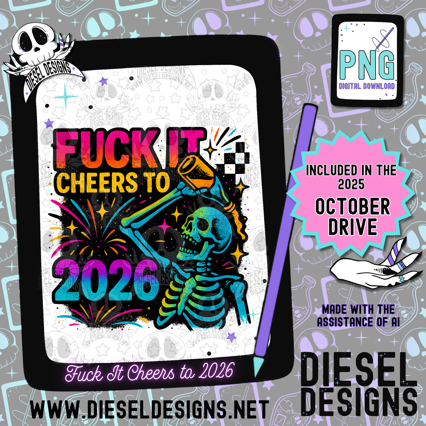Fuck It Cheers to 2026 PNG  | 300 DPI | Transparent PNG | Digital File Only