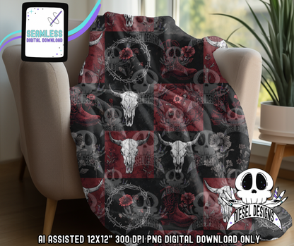 Red Western Seamless | Seamless File | 300 DPI | 12" x 12" | Digital File only