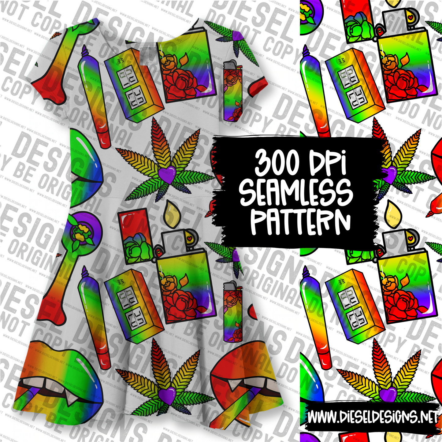 420 Pride Rainbow | 300 DPI | 12" x 12" | Seamless File