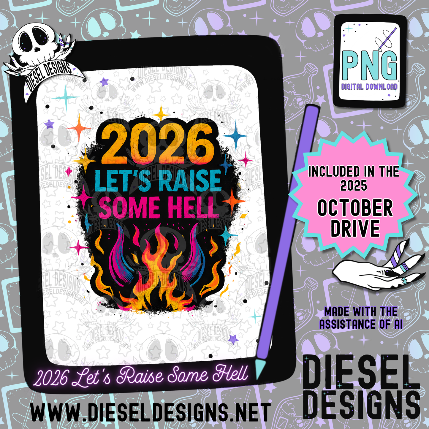 2026 Let’s Raise Hell PNG  | 300 DPI | Transparent PNG | Digital File Only