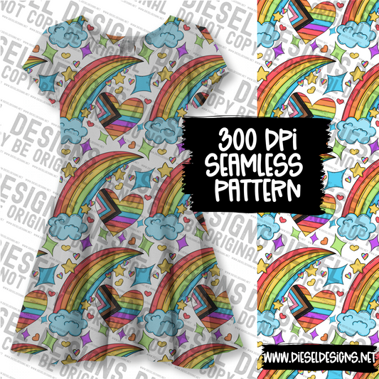 Pride rainbow white | 300 DPI | 12" x 12" | Seamless File