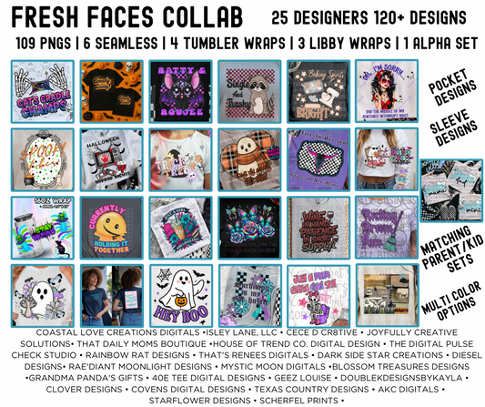 Fresh Faces Collab | 300 DPI | PNG | Seamless | Tumbler Wraps | Collab | Digital File Only