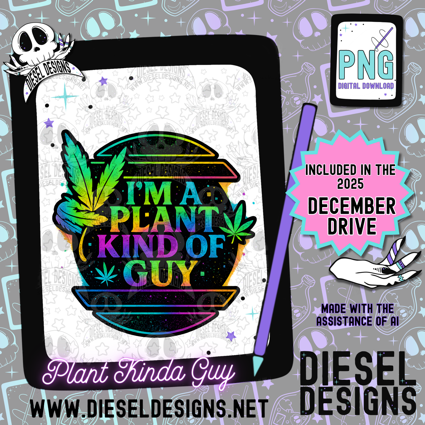 Plant Kinda Guy PNG  | 300 DPI | Transparent PNG | Digital File Only