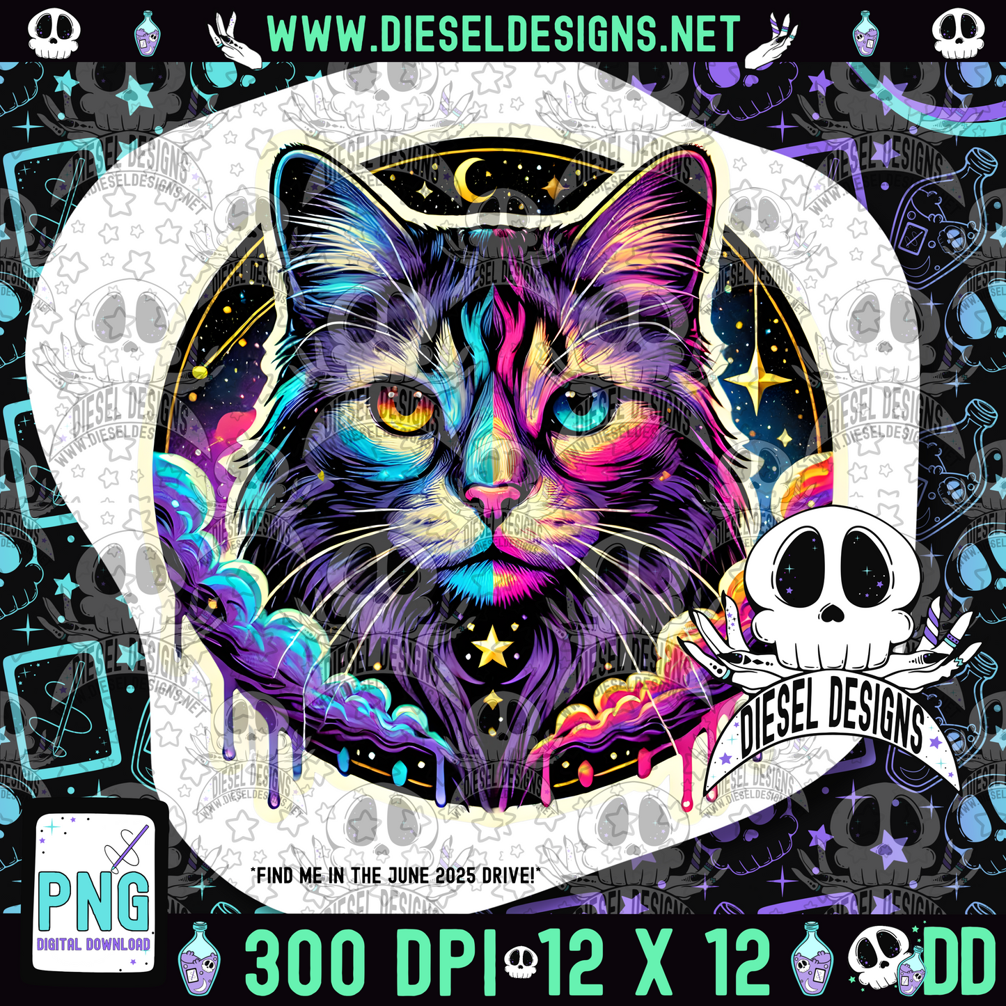 Galaxy Cat V3 PNG  | 300 DPI | Transparent PNG | Digital File Only