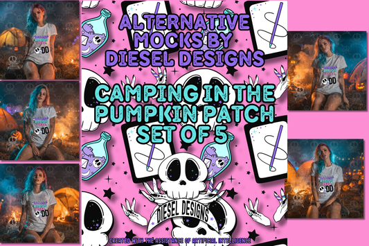 White T-shirt Camping In The Pumpkin Patch Mock Up Bundle | AI Assisted Mock UP | PNG | Bundle