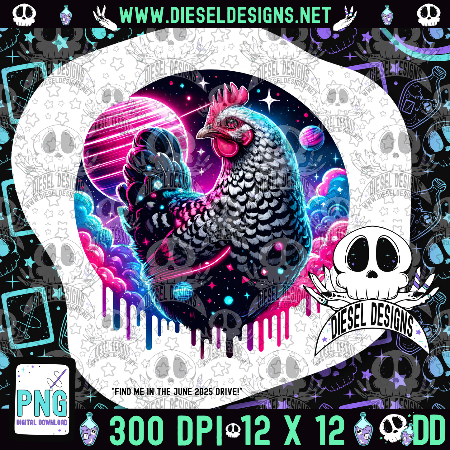 Galaxy Chicken V2 PNG  | 300 DPI | Transparent PNG | Digital File Only