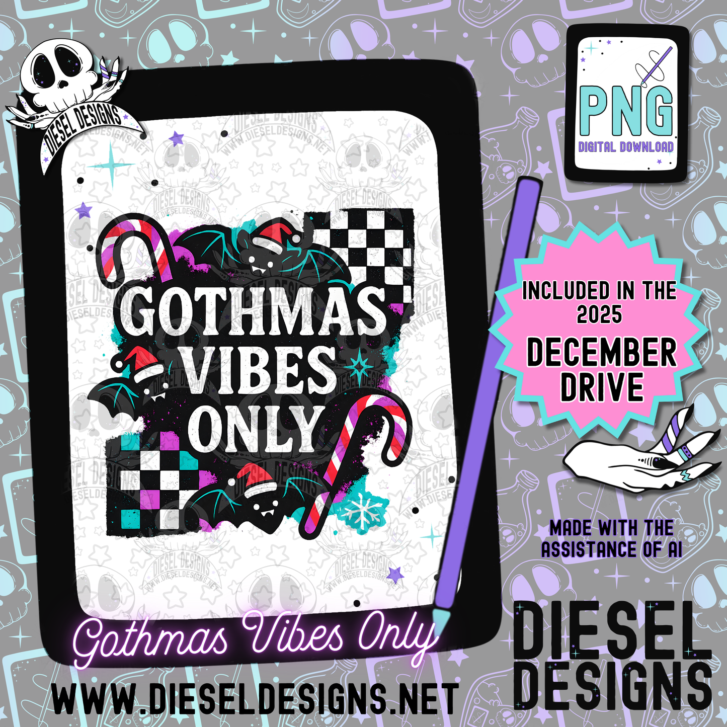 Gothmas Vibes Only PNG  | 300 DPI | Transparent PNG | Digital File Only