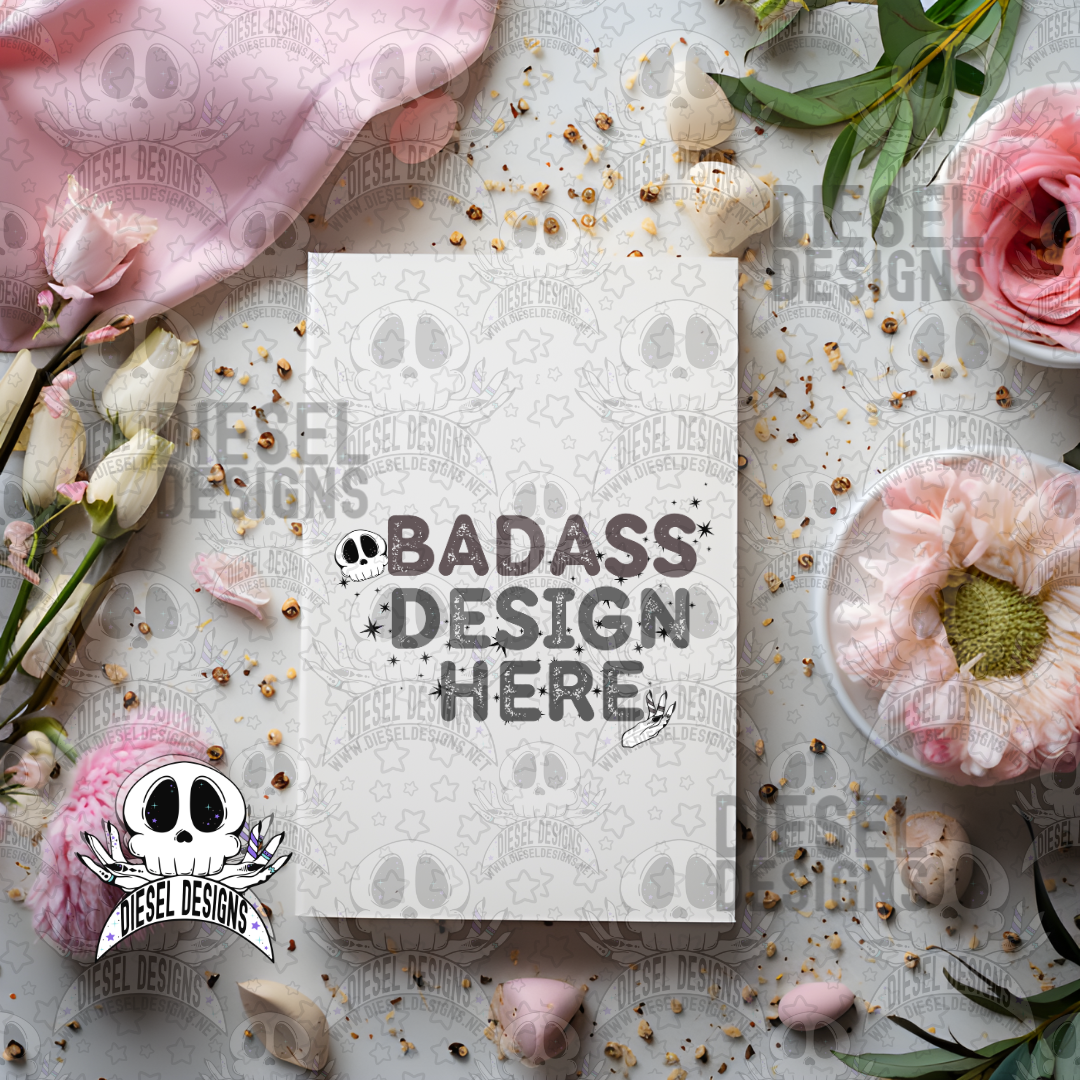 White Card Stock W/ Floral Background Mock Up Set of 3 | AI Assisted Mock UP | PNG |