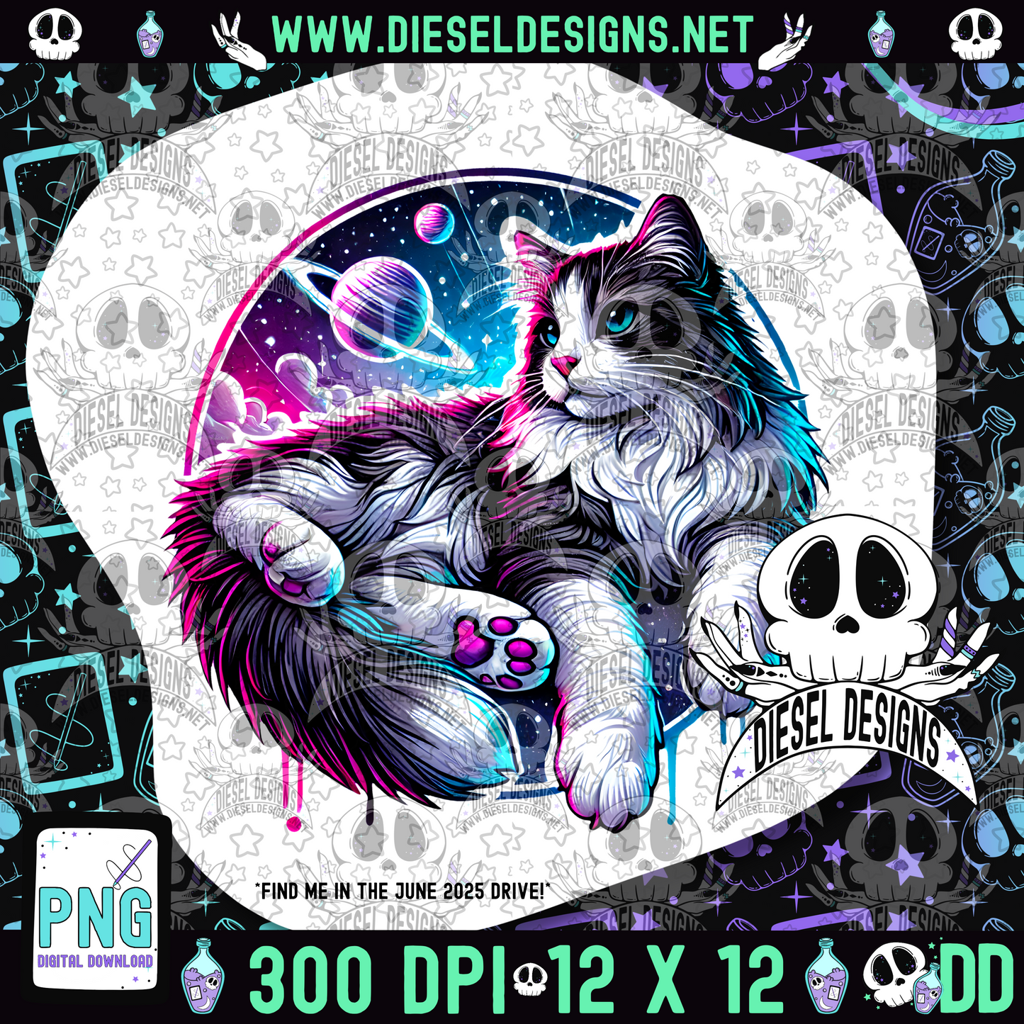 Galaxy Compfy Cat V3 PNG  | 300 DPI | Transparent PNG | Digital File Only