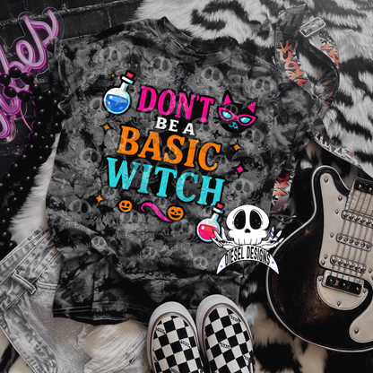 Don’t Be a Basic Witch — Cute Halloween PNG for Shirts, Stickers & Tumblers (300 DPI Digital Download) 🧪🎃