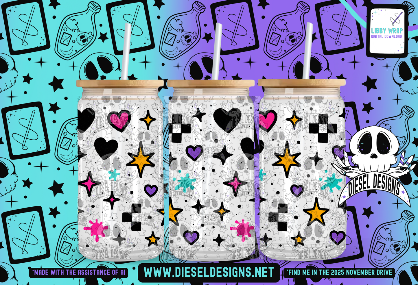 Punk Vibes LIBBY WRAP | 300 DPI PNG | 16 oz Libby Wrap | Digital File Only