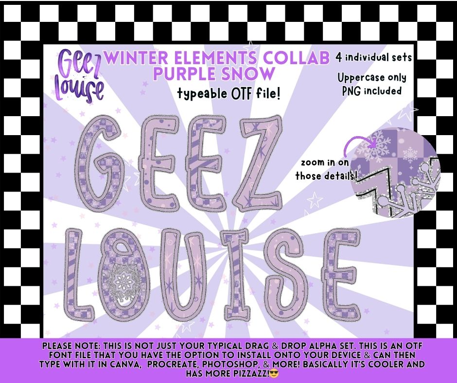 Winter Elements Collab With Geez Louise | Clipart | OTF Fonts | Alpha Sets | Procreate Stamp Set