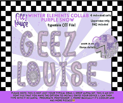 Winter Elements Collab With Geez Louise | Clipart | OTF Fonts | Alpha Sets | Procreate Stamp Set