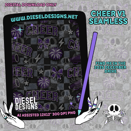 Cheer V1 Seamless | Seamless File | 300 DPI | 12" x 12" | Digital File only