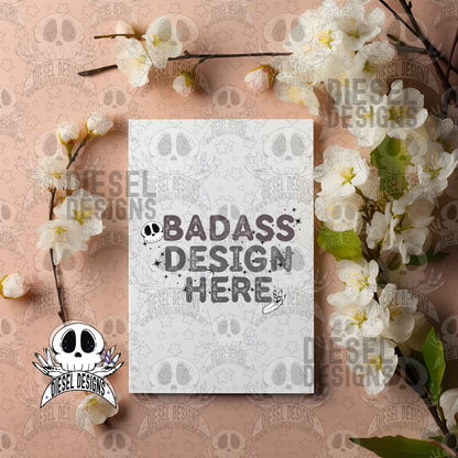 White Card Stock W/ Floral Background Mock Up Set of 3 | AI Assisted Mock UP | PNG |