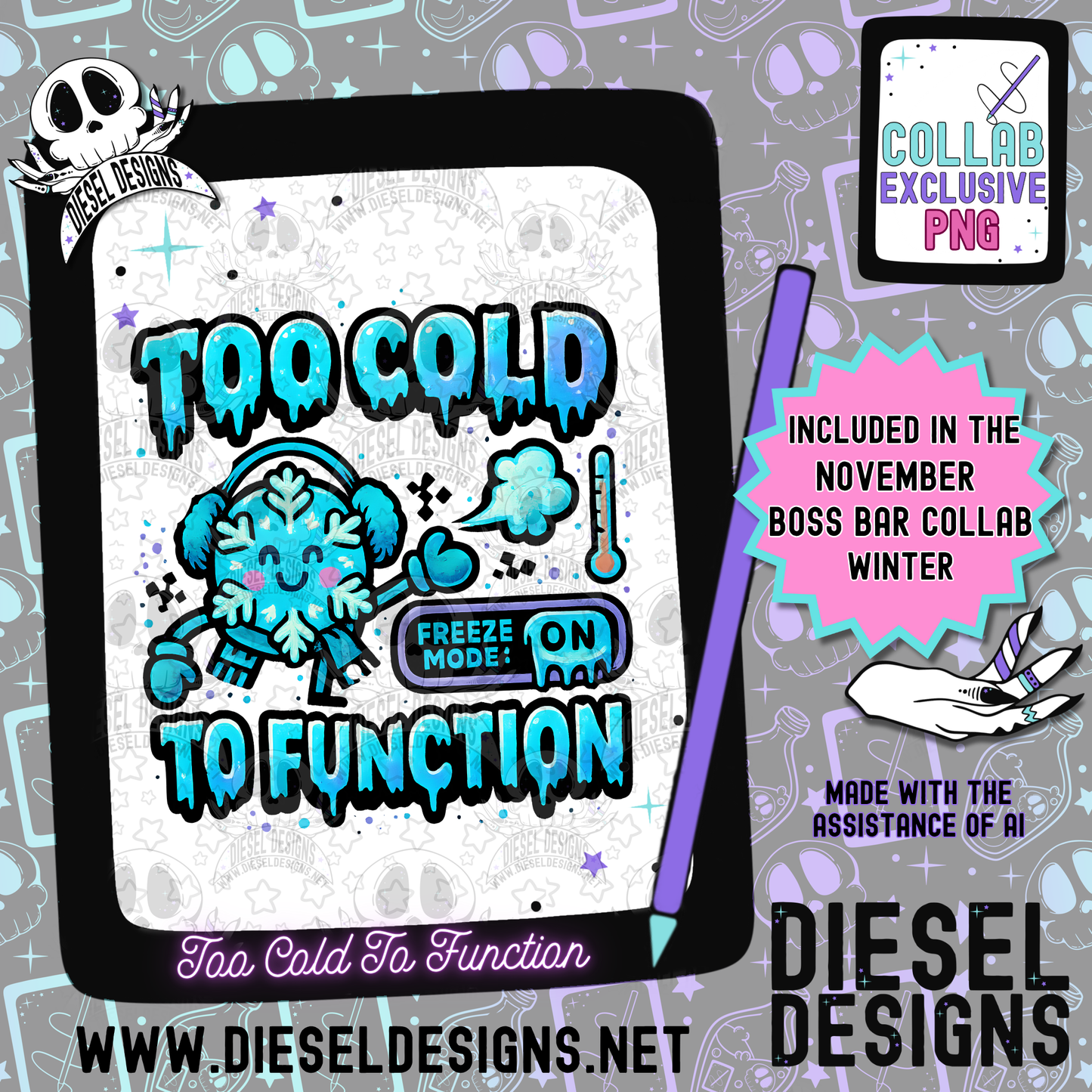 Winter The Boss Bar Collab | 300 DPI | PNG | Seamless | Tumbler Wraps | Collab | Digital File Only
