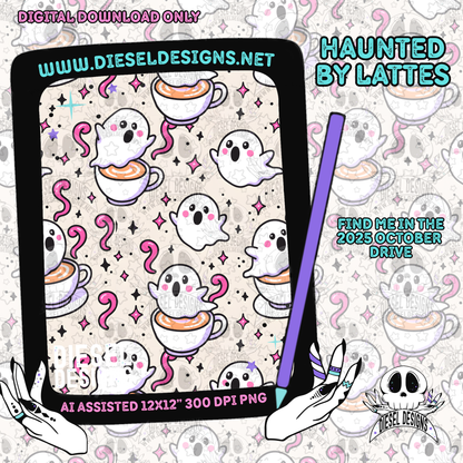 Haunted Lattes V1 Seamless | Seamless File | 300 DPI | 12" x 12" | Digital File only