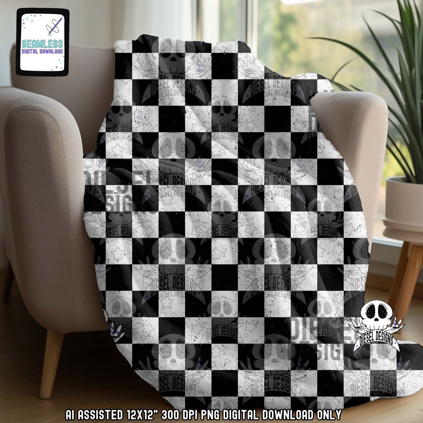 Checkers Seamless | Seamless File | 300 DPI | 12" x 12" | Digital File only