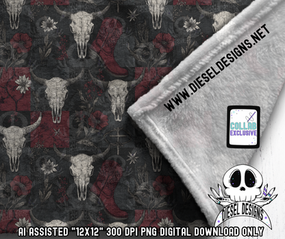 Red and Grey Western Seamless | Seamless File | 300 DPI | 12" x 12" | Digital File only