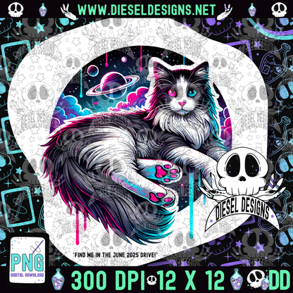 Galaxy Compfy Cat V1 PNG  | 300 DPI | Transparent PNG | Digital File Only