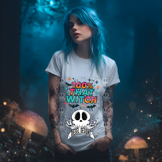 100% That Witch — Retro Halloween PNG for Shirts, Stickers & Tumblers (300 DPI Digital Download) ✨🧙‍♀️