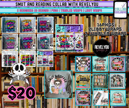 Smut And Reading Collab With RevelYou Design Co | 300 DPI | PNG | Tumbler Wraps | Libby Wraps | Collab | Digital File Only