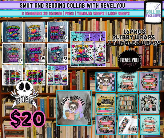 Smut And Reading Collab With RevelYou Design Co | 300 DPI | PNG | Tumbler Wraps | Libby Wraps | Collab | Digital File Only