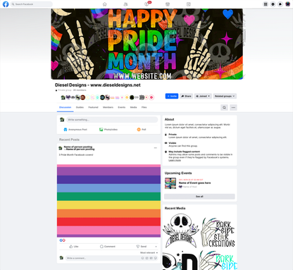 Pride Month Facebook Group Covers | Facebook Covers | Editable graphics included | Template | Canva | Set of 3