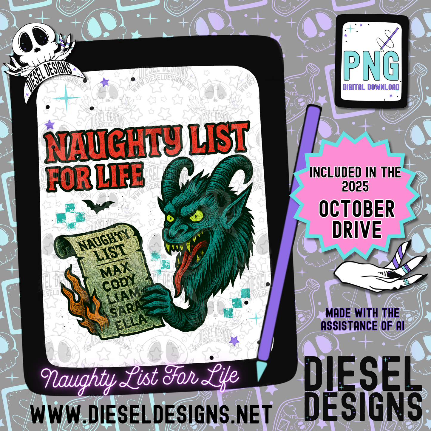 Naughty List For Life PNG  | 300 DPI | Transparent PNG | Digital File Only