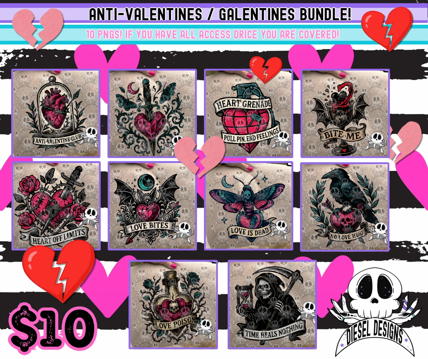 Anti Valentines Day Galentines Day Bundle| 300 DPI | PNG | Bundle | Digital File Only