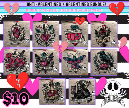 Anti Valentines Day Galentines Day Bundle| 300 DPI | PNG | Bundle | Digital File Only