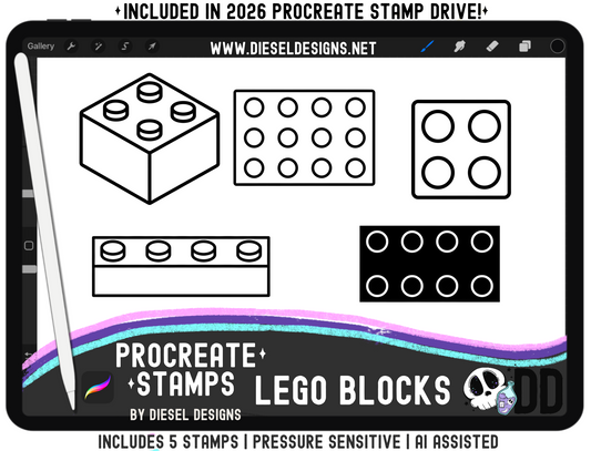 Lego Blocks Stamps | PROCREATE BRUSHES/STAMPS | Digital File Only