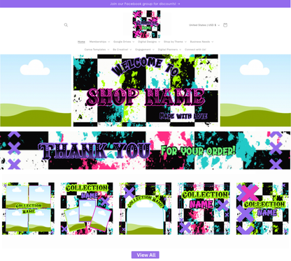 Funky Checkered Website Kits | Website Kits | Editable graphics included