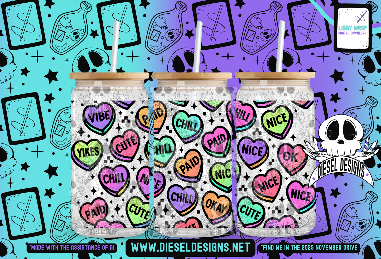 Convo Heart LIBBY WRAP | 300 DPI PNG | 16 oz Libby Wrap | Digital File Only