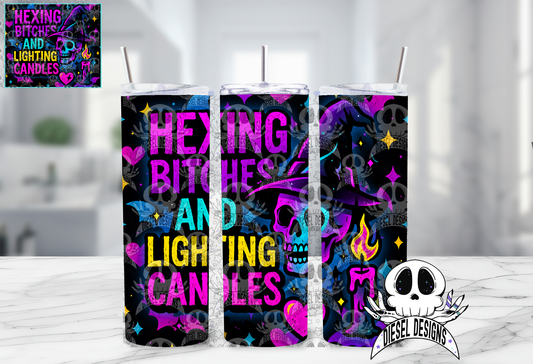 Hexing Bitches And Lighting Candles Tumbler | 20oz. Tumbler Wrap | 300 DPI | Digital File Only