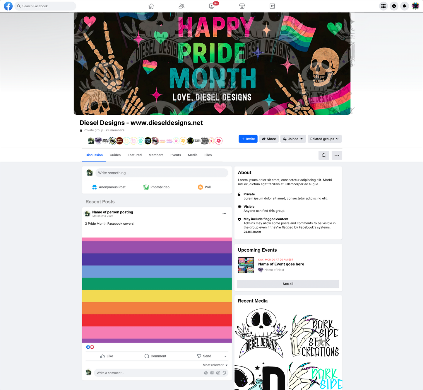 Pride Month Facebook Group Covers | Facebook Covers | Editable graphics included | Template | Canva | Set of 3