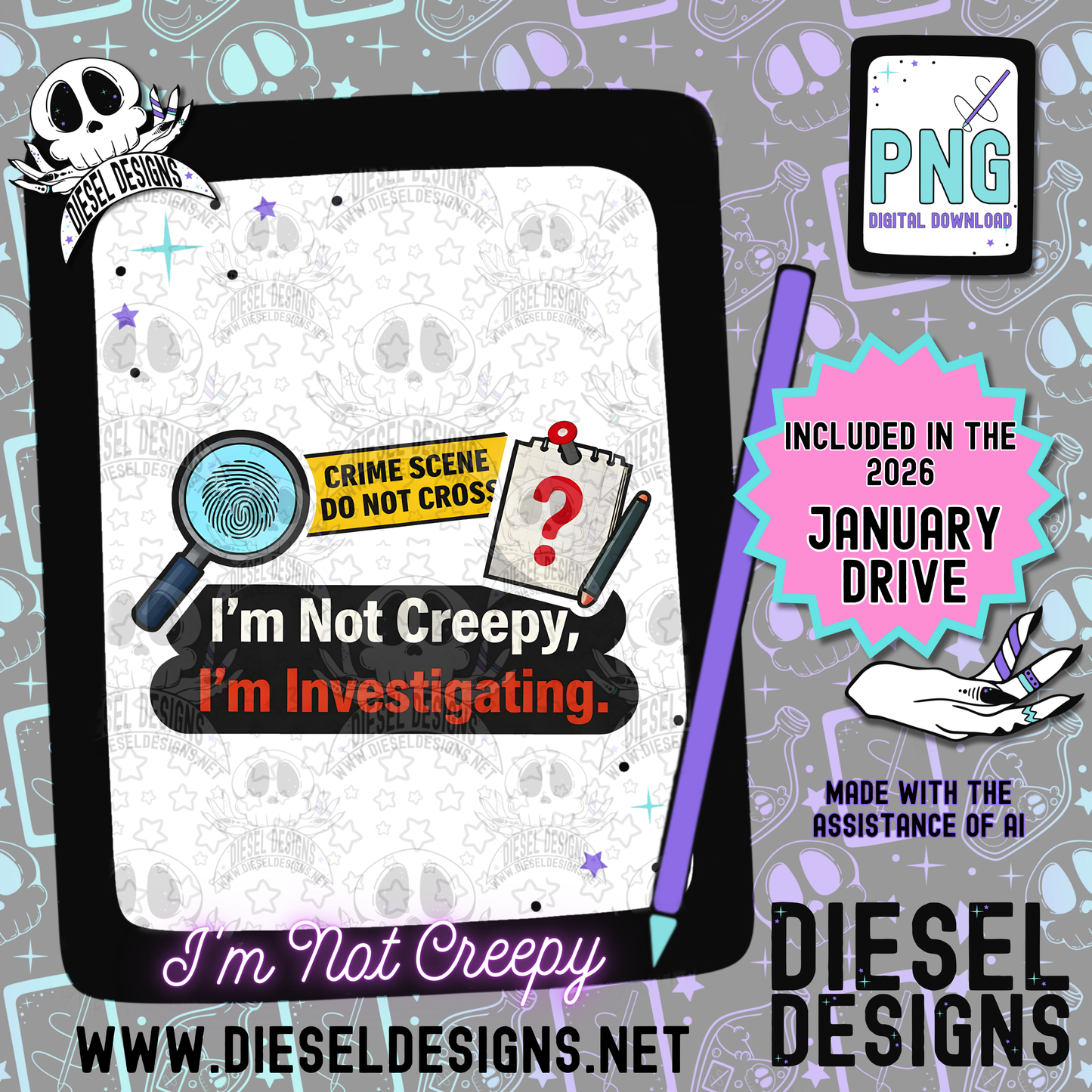 I’m Not Creepy PNG  | 300 DPI | Transparent PNG | Digital File Only