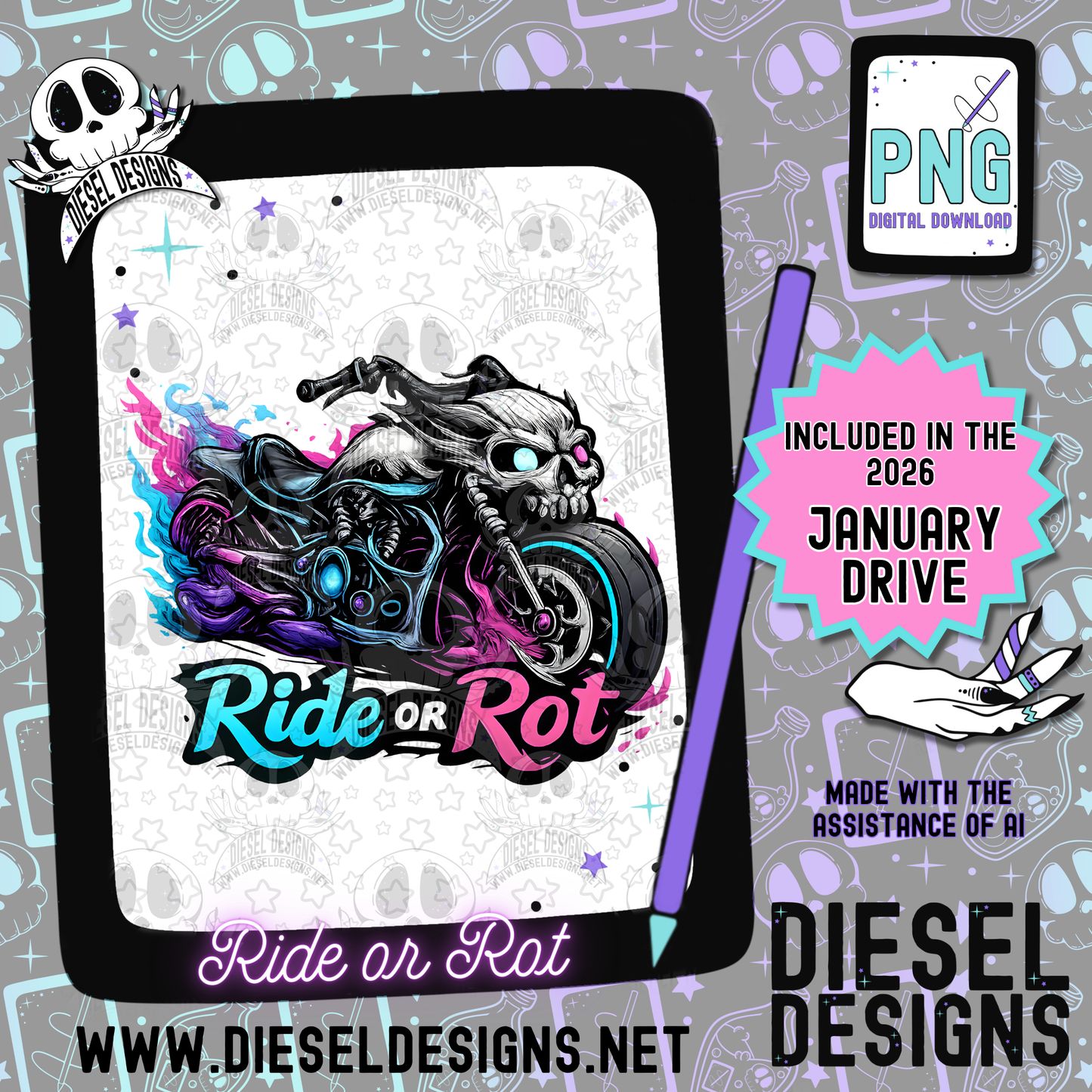 Ride Or Riot PNG  | 300 DPI | Transparent PNG | Digital File Only